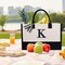Embroidery Initial Canvas Tote Bag, Personalized Present Suitable for Wedding, Birthday, Beach, Holiday, is a Great Gift Women, Mom, Teachers, Friends, Bridesmaids